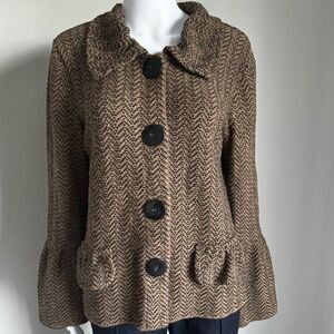 Willow Vintage Knit Sweater Button Cardigan Jacket With Bell Sleeves Size Large